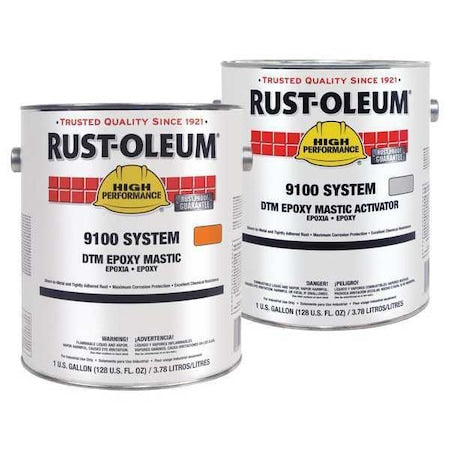 Epoxy Activator and Finish Kit, Safety Orange, Semi-Gloss, (2) 1 gal, 125 sq ft/gal, 9100 Series