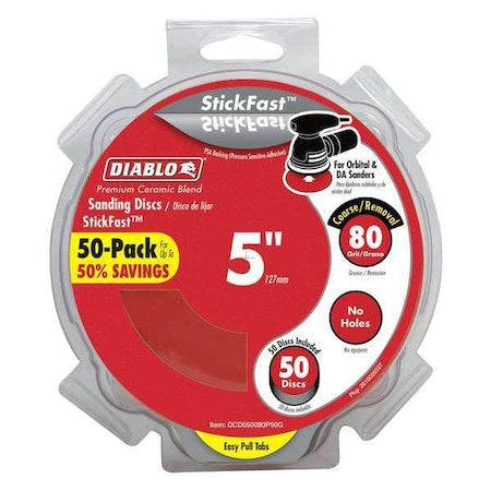 PSA Sanding Disc,5",80G,PK50