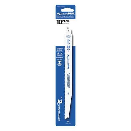 9 in x 8/14 TPI Reciprocating Saw Blade, 10 PK