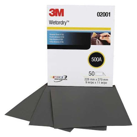 Sanding Sheet,11" L x 9" W,500 Grit, PK50