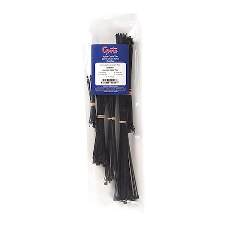Standard Cable Tie Assort,Black,PK125