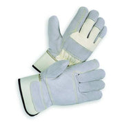 Leather Gloves, Cowhide, Safety Cuff, Wing Thumb, Full Finger, Gray, S, 1 PR
