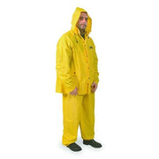 3-Piece Rainsuit with Detachable Hood, PVC, 10 mil Thick, Snap-On (Included), Yellow, 3XL