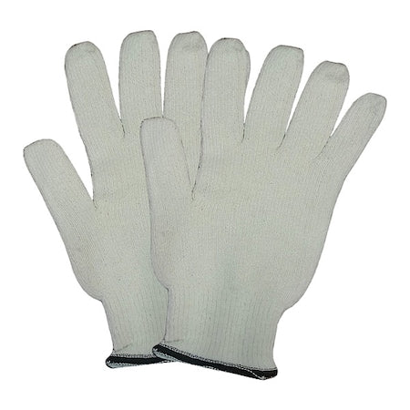 Condor Heat Resistant Gloves, Cotton, 250  Degrees F Max Temp., Knit Cuff White, L ( 9 ), 1 PR
