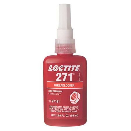 Threadlocker, LOCTITE 271, Red, High Strength, Liquid, 50 mL Bottle