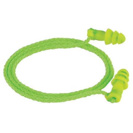 Jetz(R) Reusable Soft Plastic Ear Plugs, Flanged Shape, 27 dB, Green, 50 PK