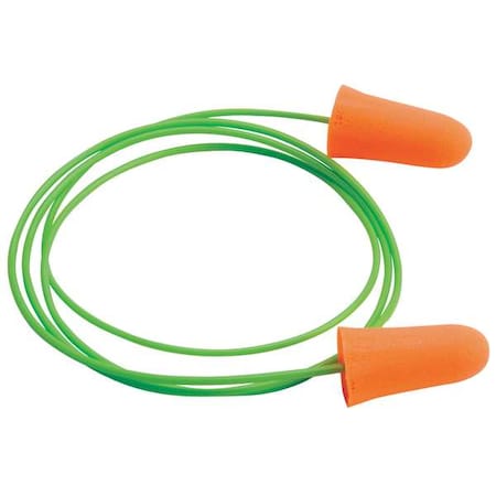 Mellows(R) Disposable Foam Ear Plugs, Bullet Shape, 30 dB, Orange, 100 PK