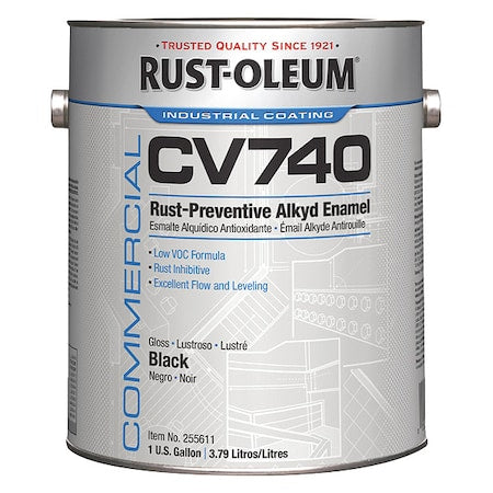Interior/Exterior Paint, Glossy, Oil Base, Black, 1 gal