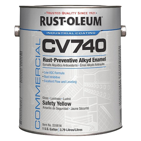 Interior/Exterior Paint, High Gloss, Oil Base, Safety Yellow, 1 gal