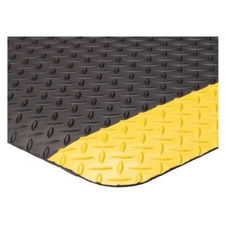 Antifatigue Mat, 3 ft. L x 2 ft. W, 9/16" Thickness, Vinyl, Diamond Plate, Black/Yellow