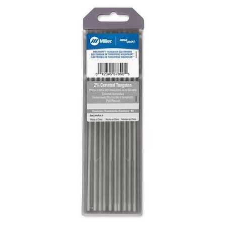 7" Tungsten Electrode 1/8" Dia., Pk10