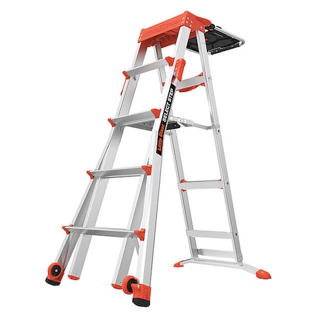 Multipurpose Ladder, 8 ft, Aluminum, 300 lb Load Capacity