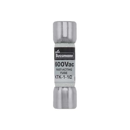 Midget Fuse, Fast-Acting, 1.50A, 600V AC, Non-Indicating, 100kA at 600V AC