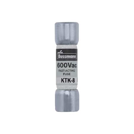 Midget Fuse, Fast-Acting, 8A, 600V AC, Non-Indicating, 100kA at 600V AC