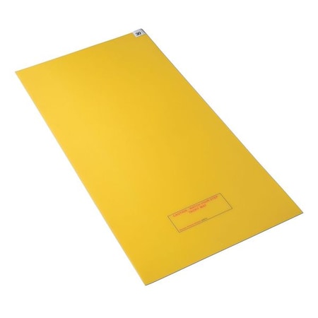 Disposable Tacky Mat, Polyethylene, 1.5 mil Thick, 24 in W x 45 in L, Yellow, 30, 4 PK