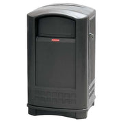 Plaza 50 gal Square Outdoor Can, Black, None, Plastic, 25 1/4 in
