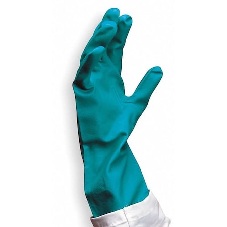 Chemical Resistant Gloves, Nitrile, 13 in L, 15 mil, Green, 9, 1 PR