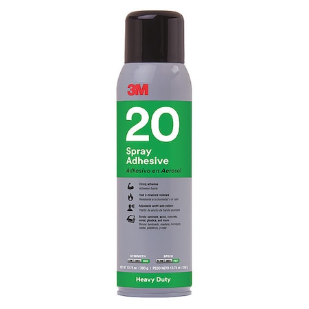 Spray Adhesive, 20 Series, Clear, 13.8 oz, Aerosol Can