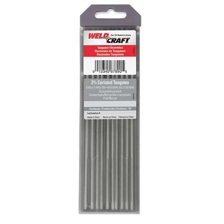 7" Tungsten Electrode 0.040" Dia., Pk10
