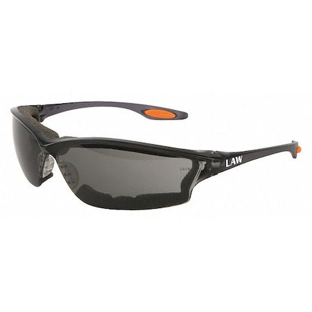 Law (LW3), Safety Glasses, Anti-Fog & Anti-Scratch, Gray Lens, Black Frame, Frameless