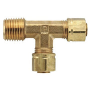 1/4" Compression x MNPT Brass Run Tee 10PK