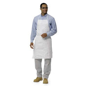Disposable Apron, Microporous Film Laminated, Bound, 10 mil, 36 in, White, Universal, 100 PK
