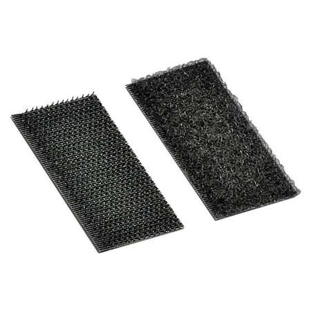 Reclosable Fastener Shapes, Acrylic Adhesive, 2 in, 1 in W, Black, 100 PK