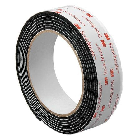 Reclosable Fastener, Rubber Adhesive, 15 ft, 1 in W, Black