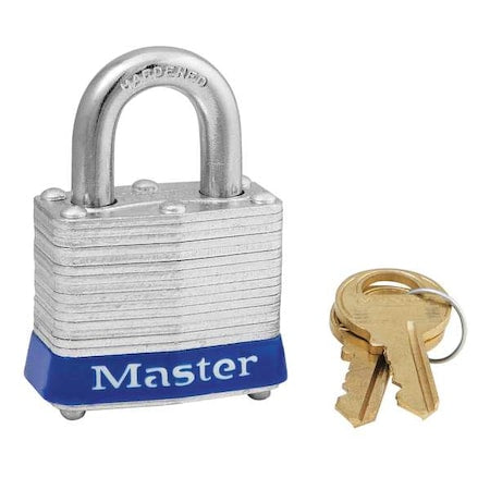 Lockout Padlock, Keyed Alike, Steel, Blue, 9/16 in Shackle Height, 1 9/16 in Body Width, 3 PK