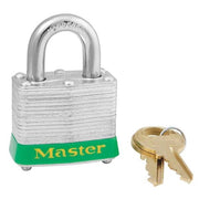 Lockout Padlock, Keyed Alike, Steel, Green, 9/16 in Shackle Height, 1 9/16 in Body Width, 6 PK