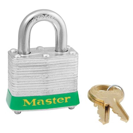 Lockout Padlock, Keyed Alike, Steel, Green, 9/16 in Shackle Height, 1 9/16 in Body Width, 6 PK