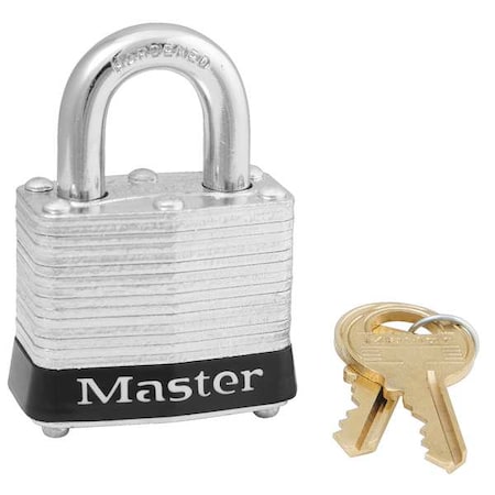 Lockout Padlock, Keyed Alike, Steel, Black, 9/16 in Shackle Height, 1 9/16 in Body Width, 3 PK