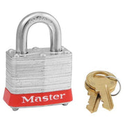 Lockout Padlock, Keyed Alike, Steel, Red, 9/16 in Shackle Height, 1 9/16 in Body Width, 3 PK