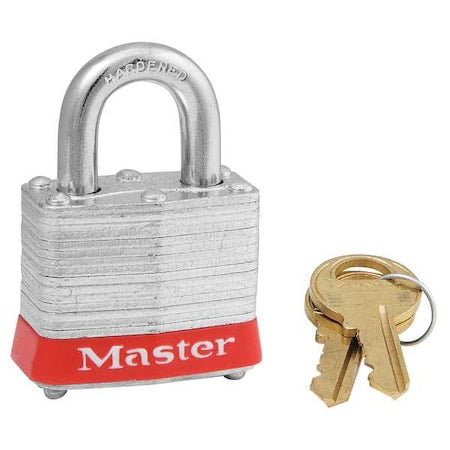Lockout Padlock, Keyed Alike, Steel, Red, 9/16 in Shackle Height, 1 9/16 in Body Width, 3 PK