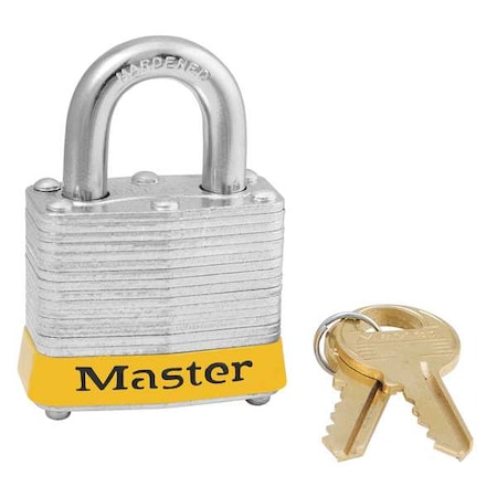 Lockout Padlock, Keyed Alike, Steel, Yellow, 9/16 in Shackle Height, 1 9/16 in Body Width, 3 PK