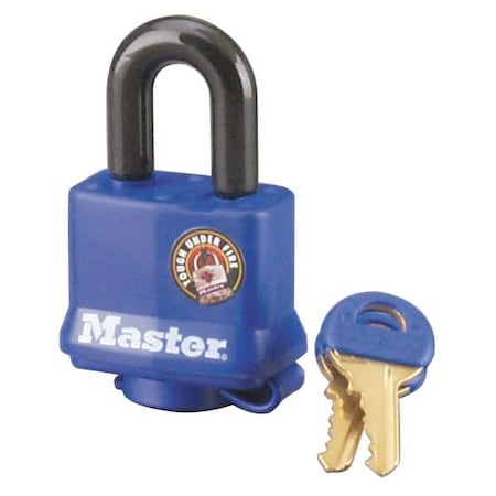 Padlock, Keyed Alike, Standard Shackle, Rectangular Steel Body, Steel Shackle, 1/2 in W