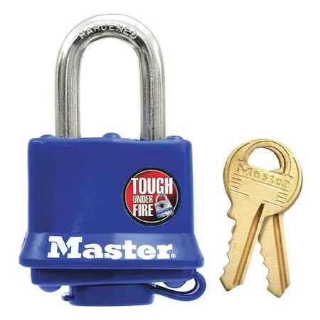 Padlock, Keyed Different, Standard Shackle, Rectangular Steel Body, Steel Shackle, 1/2 in W