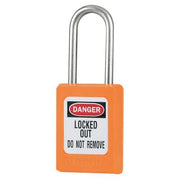 Lockout Padlock, Keyed Alike, Thermoplastic, Orange, 1 1/2 in Shackle Height, 1 3/8 in Body Width