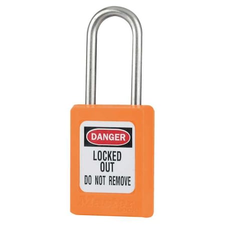 Lockout Padlock, Keyed Alike, Thermoplastic, Orange, 1 1/2 in Shackle Height, 1 3/8 in Body Width