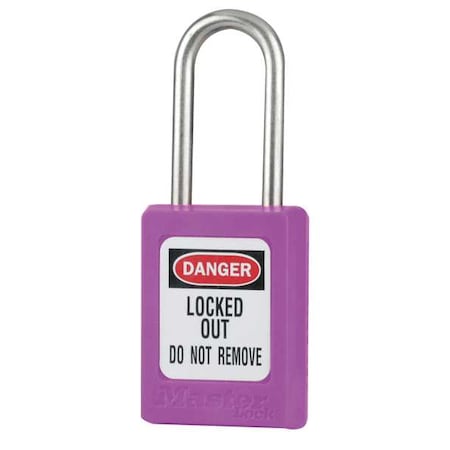 Lockout Padlock, Keyed Different, Thermoplastic, Purple, 1 1/2 in Shackle Height, 1 No. of Keys