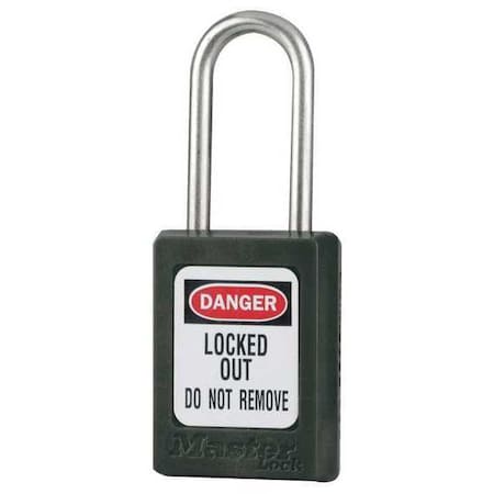 Lockout Padlock, Keyed Different, Thermoplastic, Black, 1 1/2 in Shackle Height, 1 No. of Keys