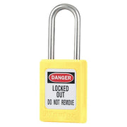 Lockout Padlock, Keyed Different, Thermoplastic, Yellow, 1 1/2 in Shackle Height