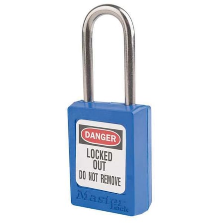 Lockout Padlock, Keyed Alike, Thermoplastic, Blue, 1 1/2 in Shackle Height, 1 3/8 in Body Width