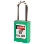 Lockout Padlock, Keyed Alike, Thermoplastic, Green, 1 1/2 in Shackle Height, 1 3/8 in Body Width