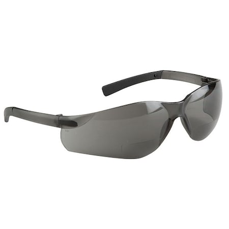 V300 Reader Safety Glasses, Gray Wraparound Frame, 2.5 Diopter, Gray Lens, Anti-Scratch Coating