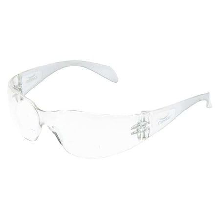 Starlite Reader Safety Glasses, Clear Wraparound Frame, 2.5 Diopter, Clear Lens, Universal