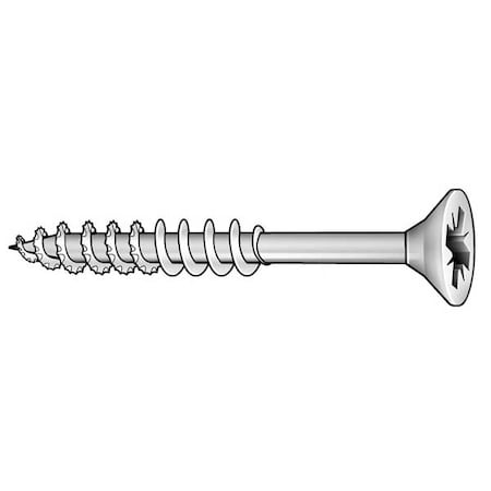 Deck Screw, #6 x 1-1/4 in, Steel, Flat Head, Phillips Drive, 100 PK