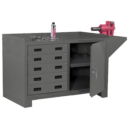 14 ga. Steel Cabinet Workbench, 48" W, 36-1/4" H, Combination Drawer