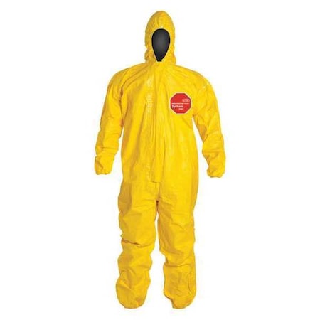 Standard Fit Hood. Stormflap. Elastic Wrists and Ankles. Storm Flap with Adhesive Closure. Yellow. 4X