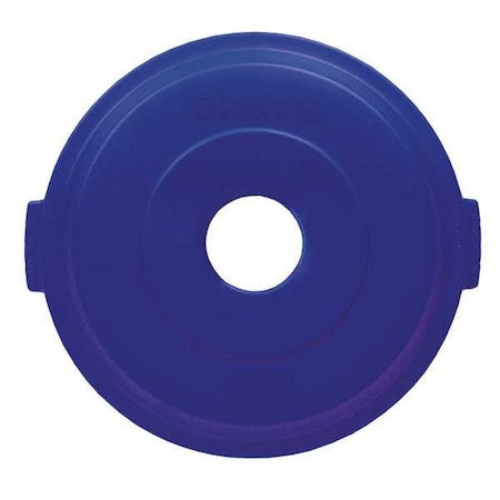 BRUTE(R) 32 gal Bottle and Can Recycling Top, Flat Blue, HDPE, 1 Openings 21 in W/Dia